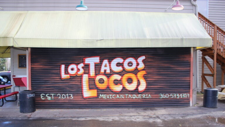 Exterior storefront of Los Tacos Locos Mexican restaurant in Vancouver, Washington